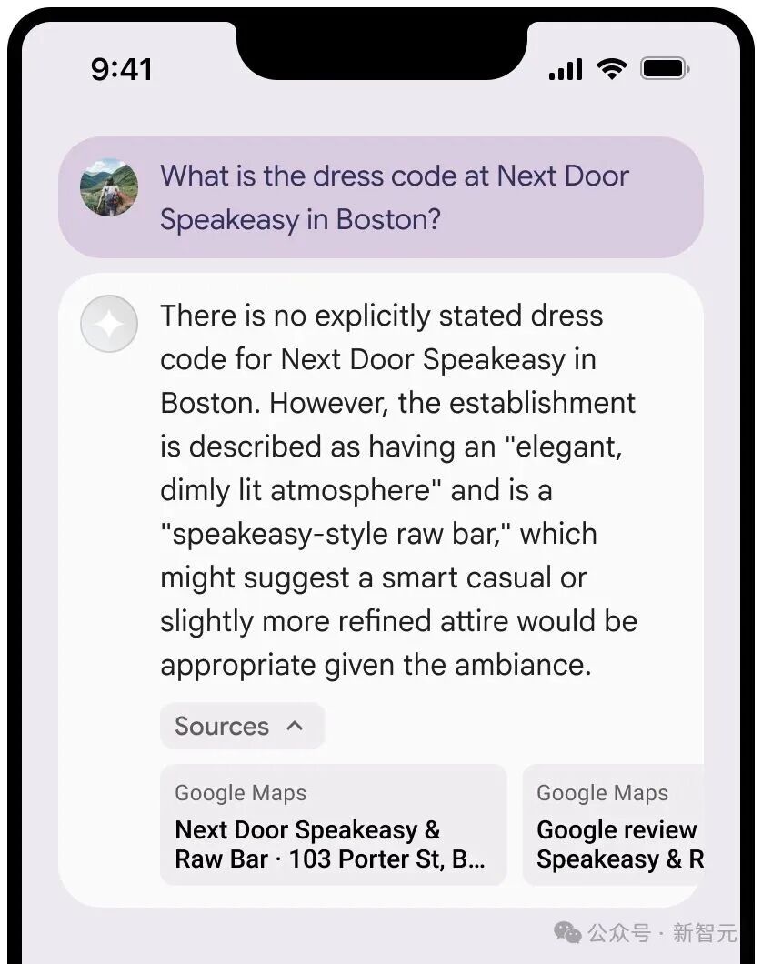 Prompt with response showing sources