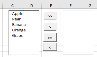 运行 VBA 代码后，一个列表框中显示源数据的截图