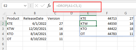 展示 DROP 函数的用法