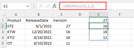 展示 DROP 函数的用法