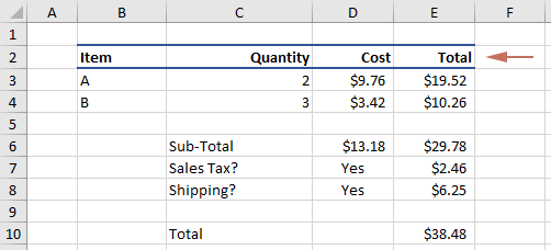自定义边框已应用于单元格 