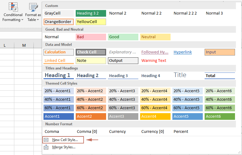 选择“新建单元格样式” 