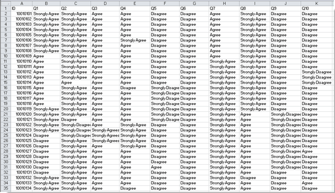 在 Excel 中分析调查数据的截图