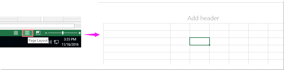 单击页面布局按钮以启用页面布局视图