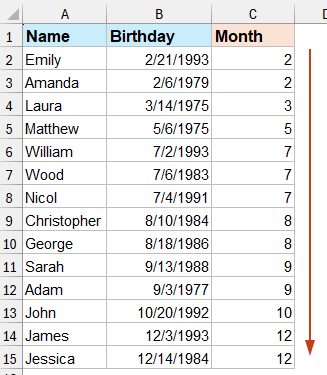 日期仅按月份排序