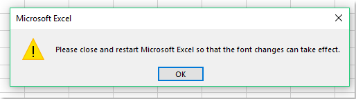 提示框，提醒重新启动 Excel 文件