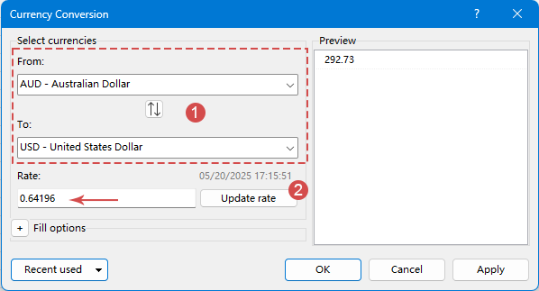 在对话框中配置选项