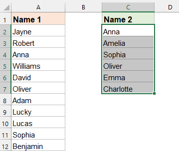 一张已选中的 Excel 列数据截图，用于应用条件格式以标识值匹配项