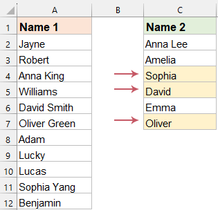 一张使用条件格式在 Excel 中高亮显示部分匹配项的截图