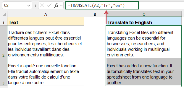 使用翻译功能翻译 Excel 文件