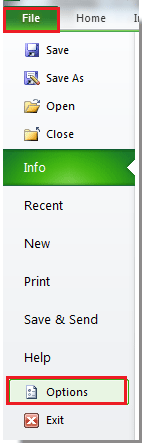 打开 Excel 选项对话框的截图