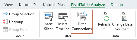 展示 Excel“数据透视表分析”选项卡中“筛选器连接”选项的截图
