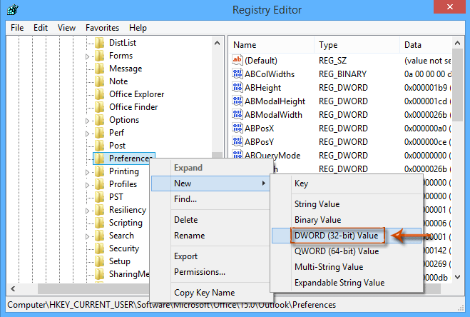 注册表编辑器窗口