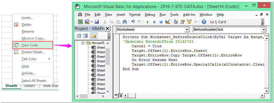 点击“查看代码”并粘贴 VBA 代码