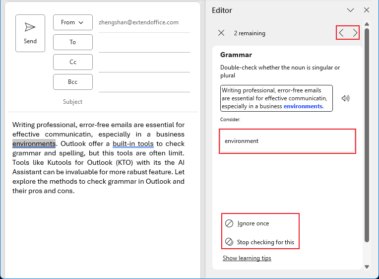 编辑器窗格审查语法建议