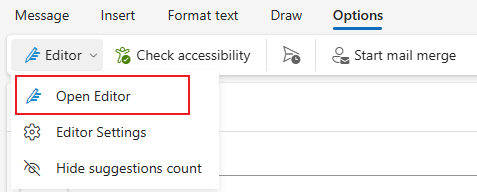 新 Outlook 中打开编辑器选项
