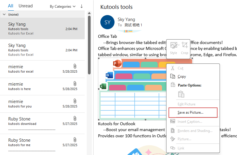 从右键菜单中选择另存为图片