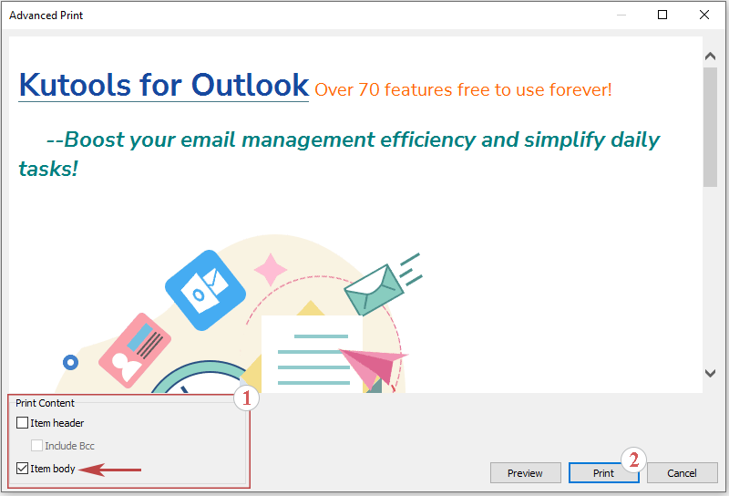 高级打印对话框的截图