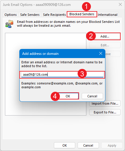 将发件人添加到列表