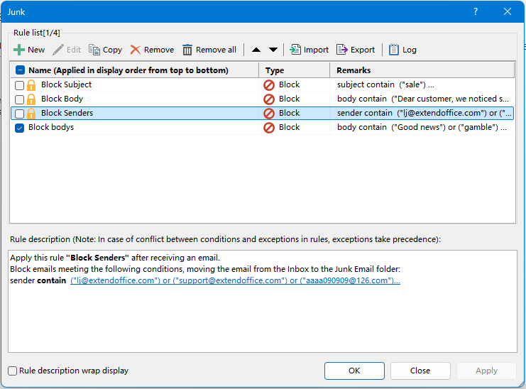 在 Kutools 中管理规则