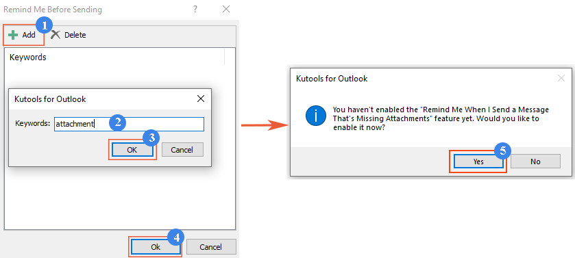 在 Outlook 中使用强大工具忘记添加附件时自动提醒的操作步骤