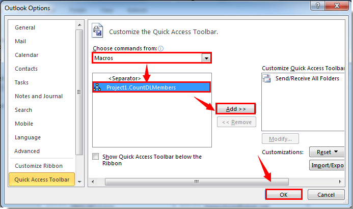 使用 VBA 代码 3 在 Outlook 中统计通讯组成员步骤的屏幕截图