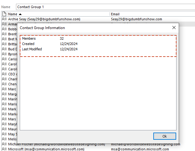 使用 Kutools 方法 7 在 Outlook 中统计通讯组成员步骤的屏幕截图