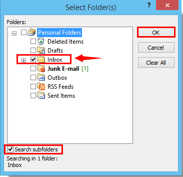 关于在 Outlook 中搜索包含子文件夹邮件的步骤截图 6