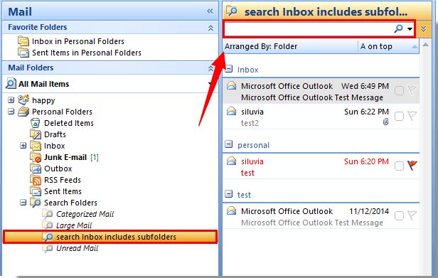 关于在 Outlook 中搜索包含子文件夹邮件的步骤截图 9