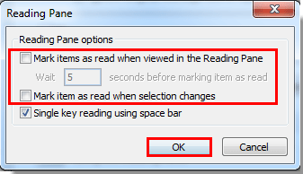 Outlook 2010及更高版本中防止在阅读窗格中邮件被标记为已读步骤的截图 3
