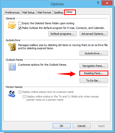 Outlook 2007中防止在阅读窗格中邮件被标记为已读步骤的截图 2