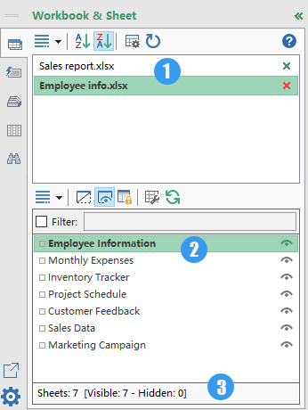 展示 Kutools for Excel 中的导航窗格，其中显示了工作簿中所有工作表的超链接
