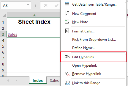 展示 Excel 中“编辑超链接”选项的截图