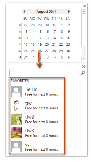添加联系人到收藏夹在 Outlook 中的截图