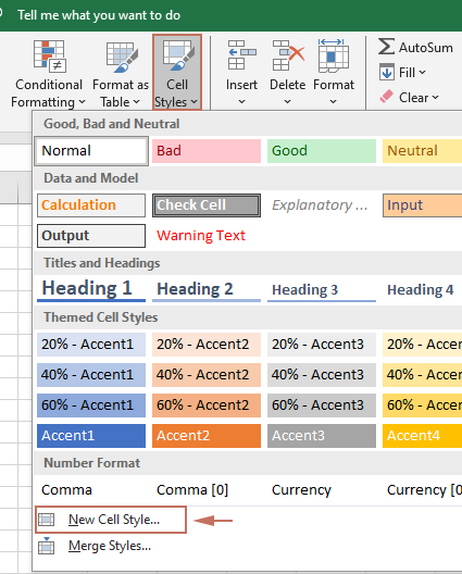 启用“新建单元格样式”功能的截图