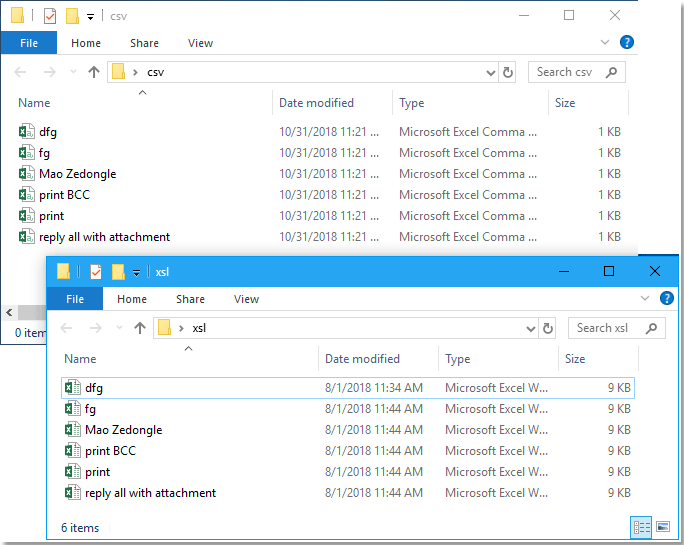 显示在所选文件夹中将 Excel 文件转换为 CSV 文件的截图