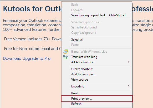 来自右键菜单的打印预览选项截图