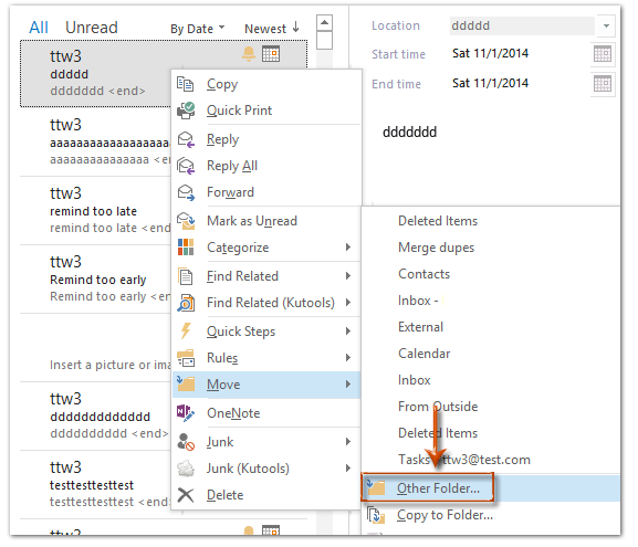 关于从已删除邮件文件夹恢复已删除会议或联系人步骤的截图 2