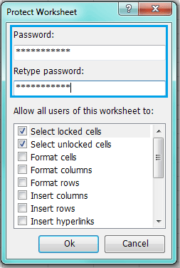 展示保护多个工作表时密码确认对话框的截图