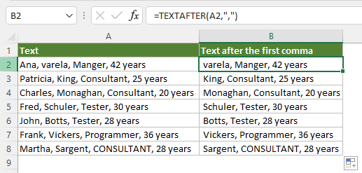 展示 TEXTAFTER 函数的用法