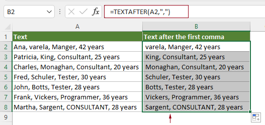 展示 TEXTAFTER 函数的用法