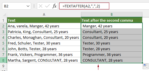 展示 TEXTAFTER 函数的用法