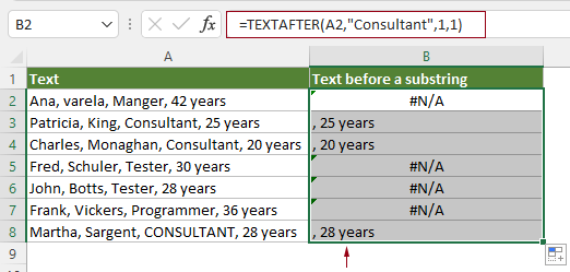 展示 TEXTAFTER 函数的用法