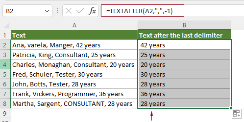 展示 TEXTAFTER 函数的用法
