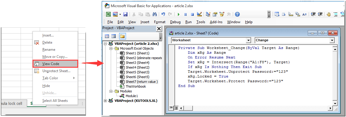 Excel 的 Visual Basic for Applications 编辑器中代码窗口内粘贴的 VBA 代码截图