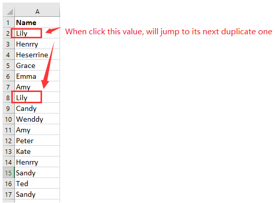 跳转到下一个重复单元格