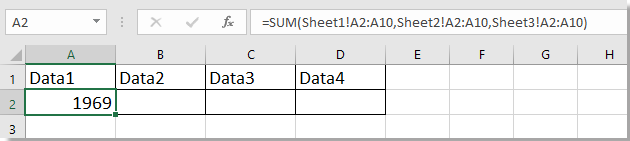 应用公式对多个工作表中同一列的值求和