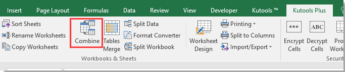 单击 Kutools Plus > 合并
