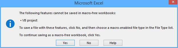 另存为模板时会弹出警告对话框