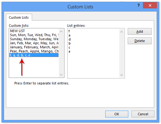 选择您刚刚保存的自定义排序条件
